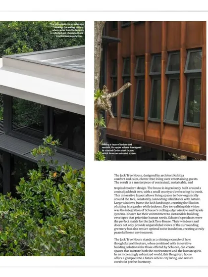 Our Jack Tree House project, featured in Architecture+Design, was designed as a tranquil sanctuary built around a central jackfruit tree. Large windows create the illusion of sitting in a garden while indoors, constantly connecting the inhabitants with nature.
