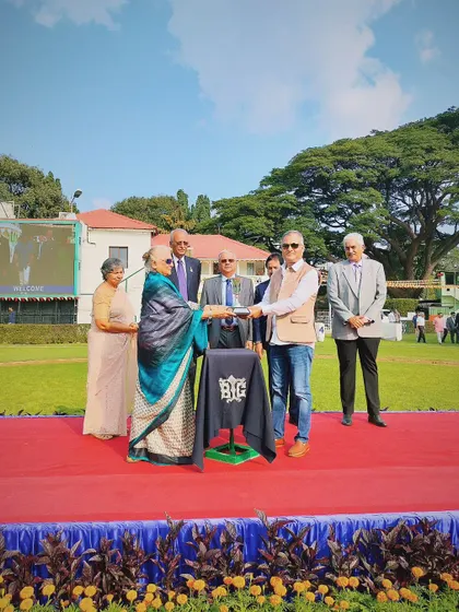 The Jayant Shah Memorial Trophy is presented to the winning connections.