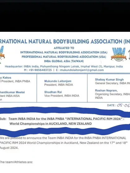 The official announcement for Team INBA India for the World Championships in New Zealand.