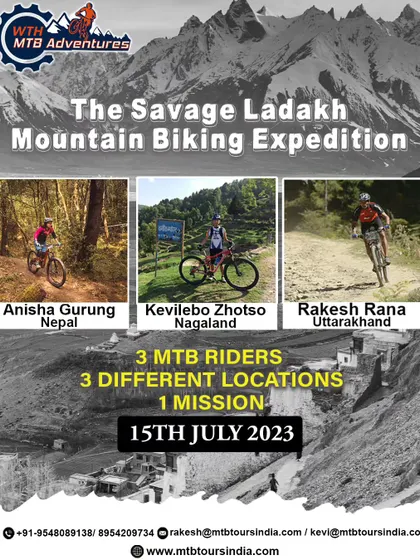 An announcement for our Savage Ladakh Expedition, featuring our expert riders from Nepal, Nagaland, and Uttarakhand. We bring together diverse talent to create unforgettable tours.