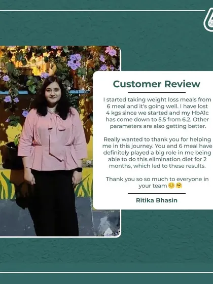 Ritika's journey is so inspiring. She lost 4 kgs and improved her HbA1c levels with our weight loss meals. It's a powerful reminder of how the right food can truly heal and transform your health.