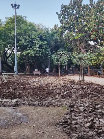 The park ground is tilled and prepared for new landscaping, a crucial first step in our park revitalization projects.