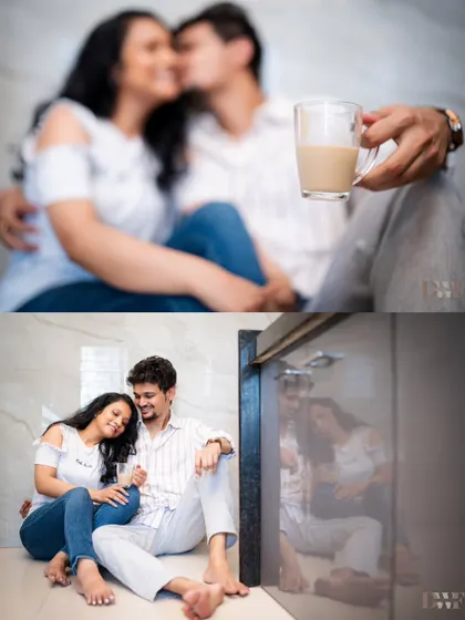 A collage focusing on the simple joys of being together at home. Sharing a cup of coffee or resting a head on a shoulder, these are the moments that build a lifetime of love.