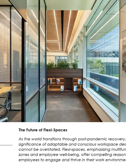 A quote on the future of flexi-spaces from our feature, emphasizing the importance of adaptable design and employee well-being in the post-pandemic era.