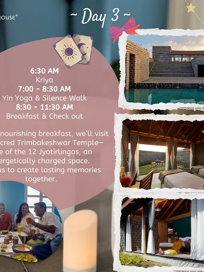 On Day 3, we integrate our experiences with Yin Yoga and a silent walk. After a nourishing breakfast, our journey often includes a visit to a sacred local site to connect with the area's spiritual energy.