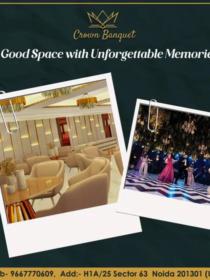 We provide a good space for creating unforgettable memories. This collage pairs an image of our elegant seating area with a shot of a lively dance floor, showing how our venue accommodates every part of your celebration.