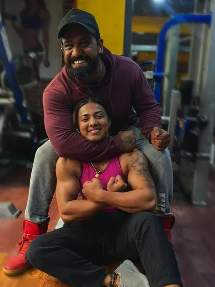 My Guruji. Behind every fearless player is a fearless coach. This photo with my coach shows the strong bond and trust that is essential for success in bodybuilding.