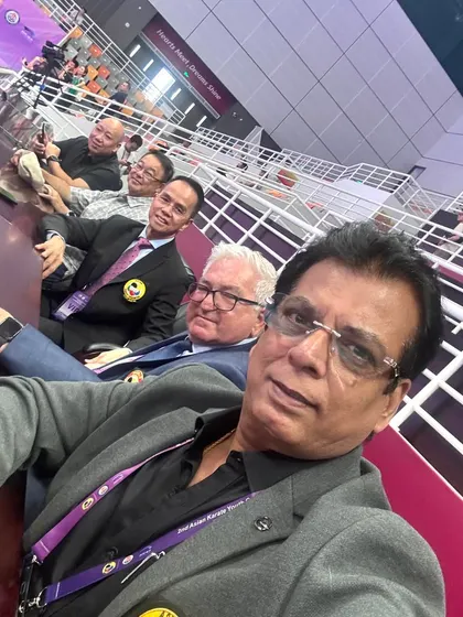 A selfie with my friends and colleagues, who are key officials in the World and Asian Karate Federations. These strong personal relationships help create more opportunities for our Indian athletes.