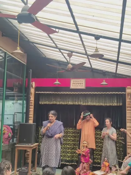 An interactive session with students at our puppet theater. We encourage questions and participation, making the experience educational and memorable for our visitors.