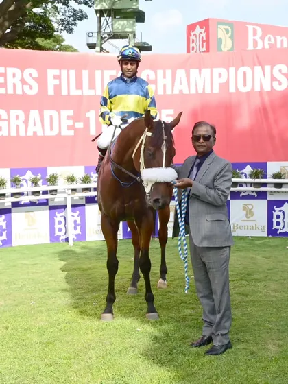 Champions Way, with jockey Suraj Narredu, after winning the memorial cup.