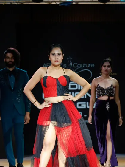 Models on the runway, showcasing the dynamic range of colors and styles in the collection.