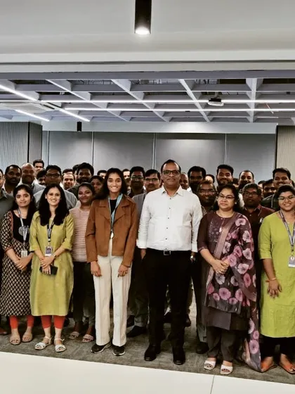 A group photo with the incredible team at Techwave. It was inspiring to see their energy and discuss how the principles of grit and process from sports can apply to the corporate world.