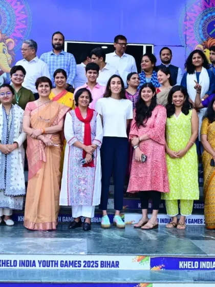 A group photo from the Khelo India Youth Games in Bihar, marking our successful collaboration with the Bihar State Sports Authority. This partnership led to the drafting of India's first policy on female athlete health, a proud moment for our team.