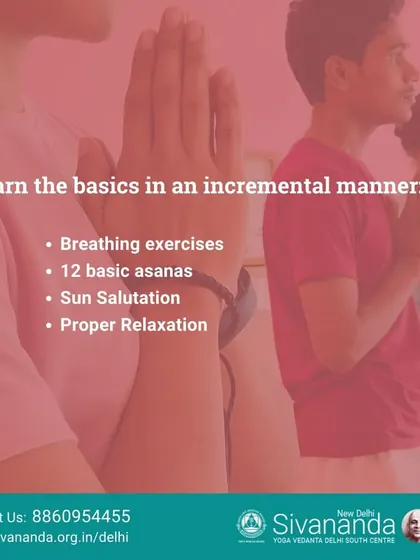We teach the fundamentals incrementally, ensuring you grasp each element before moving on. This includes proper breathing, the 12 basic asanas, Sun Salutation, and relaxation.