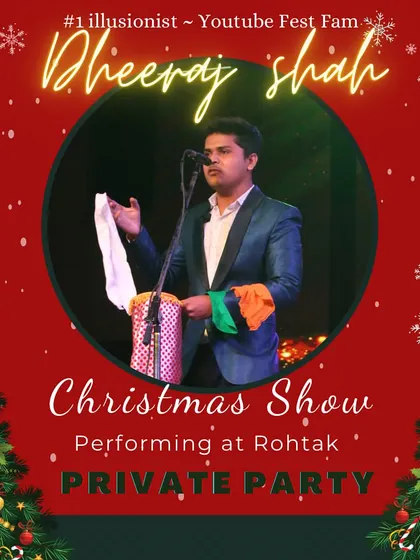 A promotional image for my Christmas and New Year's private party shows. I customize my performances for festive occasions to add that extra bit of holiday magic.