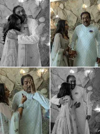 A father's emotional embrace with his daughter on her wedding day. This collage captures the bittersweet tears and the deep love, a testament to the powerful family bonds we are privileged to witness.