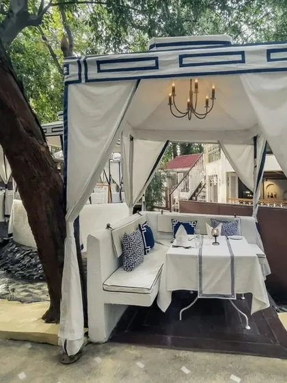 Another perspective of our cabanas, showing how they are arranged to offer both privacy and a connection to the beautiful surroundings.