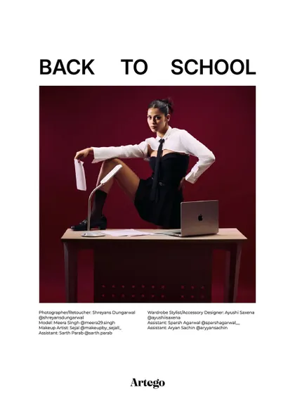 The final layout for the "Back to School" story, complete with credits. This shows the final product that comes from the on-set process.