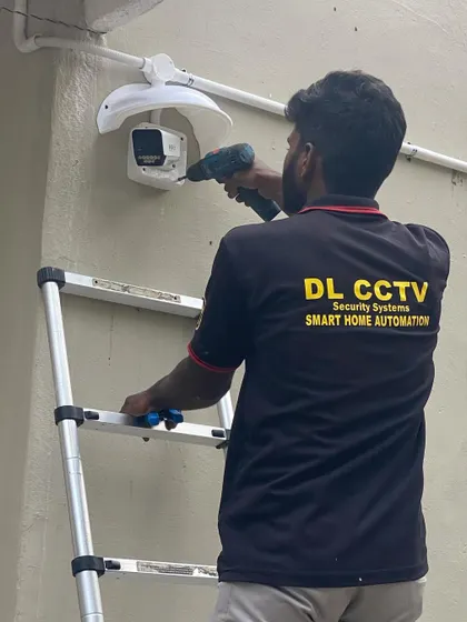 A duplicate view of me installing a shielded outdoor camera. Safety and secure mounting are my top priorities for any external security camera setup.