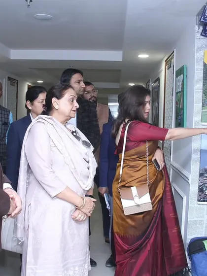 Guiding the Honourable Governor through one of the art corridors at Uttarakhand Niwas. Each piece was carefully curated to tell a part of our state's story.