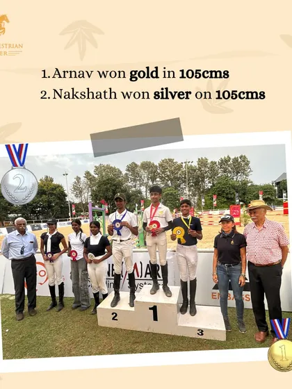 Another shot of our riders Arnav and Nakshath with their gold and silver medals at the EPL. Consistent top performance is our goal.