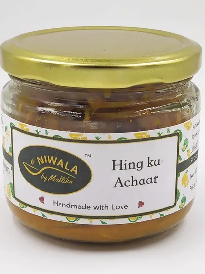 My special Hing ka Achaar, made with raw mango and seasoned with asafoetida. This is a very simple, no-oil pickle that is light on the stomach and great for digestion, a perfect healthy addition to your meals.