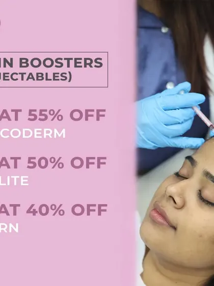 A client receiving skin booster injections. These treatments, such as Viscoderm, Volite, and PDRN, deliver hyaluronic acid and other nutrients directly into the skin for deep hydration and a radiant glow.