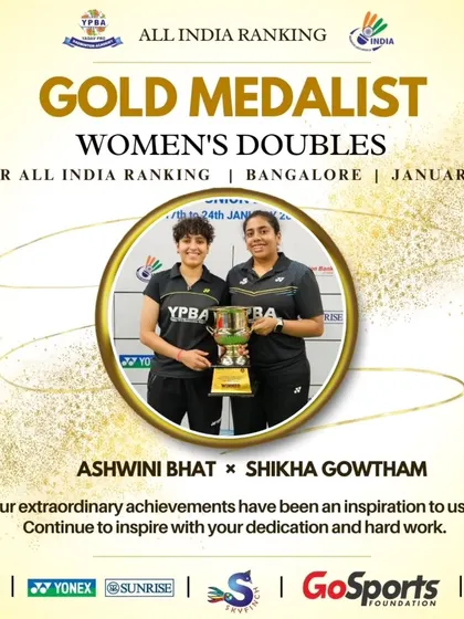 Gold medalists at the Senior All India Ranking tournament in Bangalore. Ashwini Bhat and Shikha Gowtham continue to prove they are the top Women's Doubles pair.