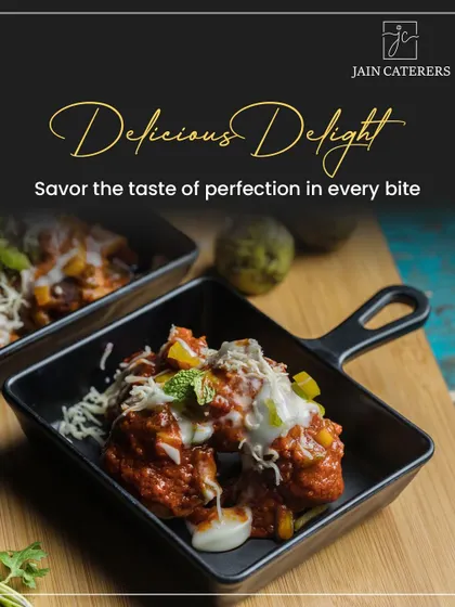 An image of a delicious appetizer with the text "Delicious Delight," promising perfection in every bite.