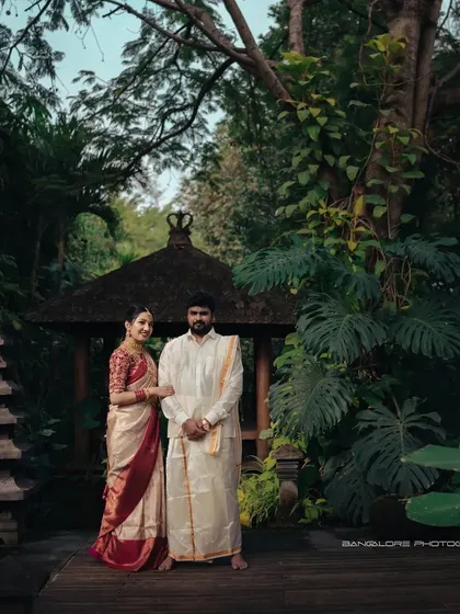 An extensive collection from a post-wedding shoot at the Livingreen Studio. Each image captures the couple's loving connection in a serene, natural environment.