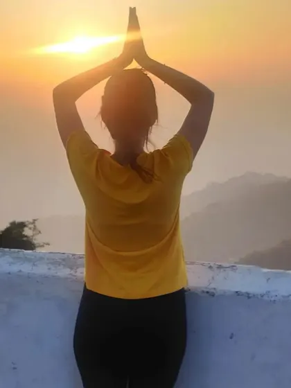 "Om Bhanave Namah." I salute Him who illuminates. Practicing Surya Namaskar at sunrise is transformative for your body and mind.
