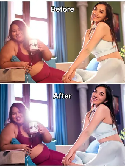 Before and after: A composite image where I combined two separate photos into one cohesive scene, along with color grading to make them match perfectly.
