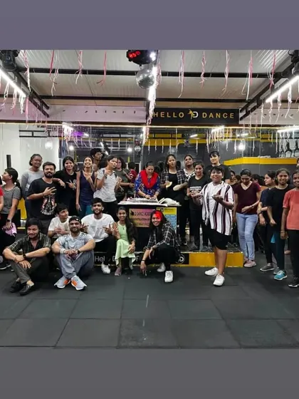 The whole group posing after a high-energy Zumba session. It's all about fitness, fun, and friendship.