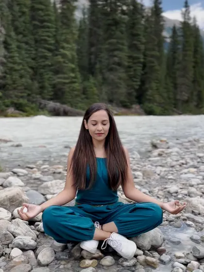 Dhyana, or meditation, is the seventh limb of Ashtanga yoga. It is the state where individual consciousness unites with universal consciousness, leading to liberation. Here I am practicing Dhyana by a river in the mountains.