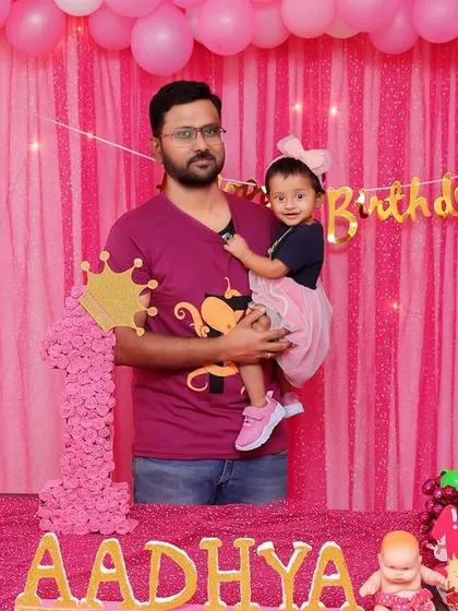 A magical 'Princess' themed birthday party, with elegant decor, shimmering backdrops, and royal props, making every little girl feel like royalty.