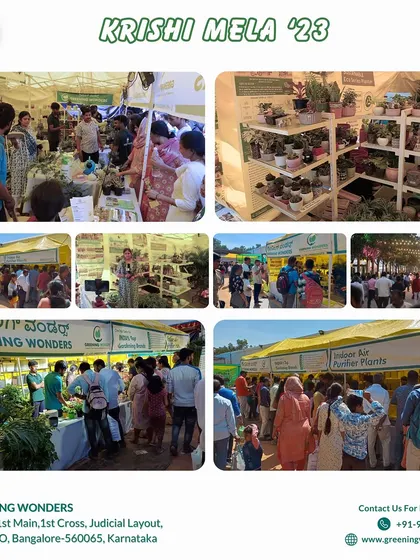 A wider view of our bustling stall at the Krishi Mela '23. These events are a vital part of our mission, allowing us to connect with the community and share our passion for sustainable, scientific gardening on a larger scale.