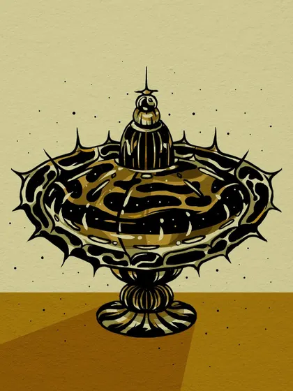 A wide, spiky bowl-like perfume bottle from the 'Herfumes' series.