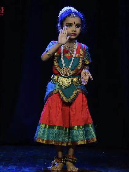 An adorable moment from our youngest performer at Nritya Sanje. Her focus and dedication at such a young age are truly inspiring.