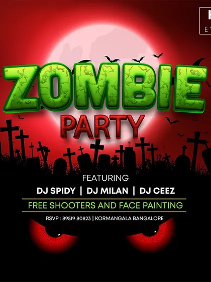 Get ready for the undead. The poster for our 'Zombie Party' at Casinova, complete with free face painting to get everyone in character.