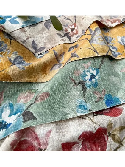 Dainty florals take centre stage in the 'Forres' fabric. I use prints like this to add a touch of painterly whimsy to a space, perfect for cushions, curtains, or light upholstery.