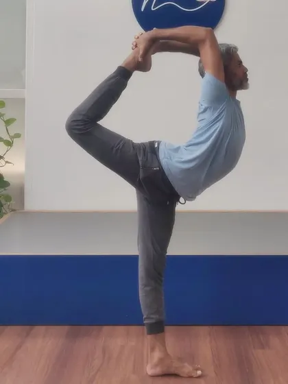 Another angle of my backbending practice, focusing on the deep arch in Natarajasana. Each practice is an opportunity to refine the pose and find more space.