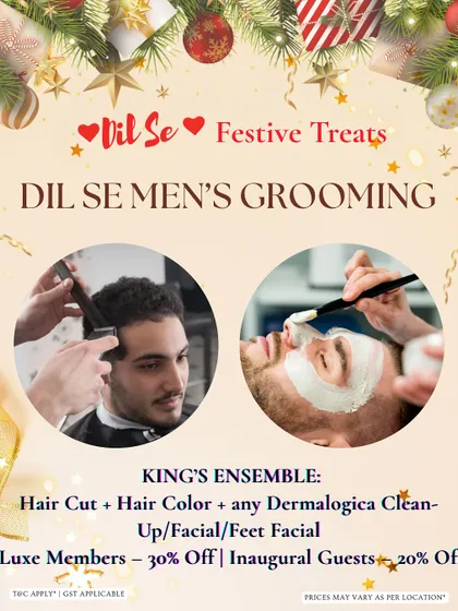 Our "Dil Se Men's Grooming" festive offer. The King's Ensemble package provides a complete grooming experience to get you ready for any celebration.
