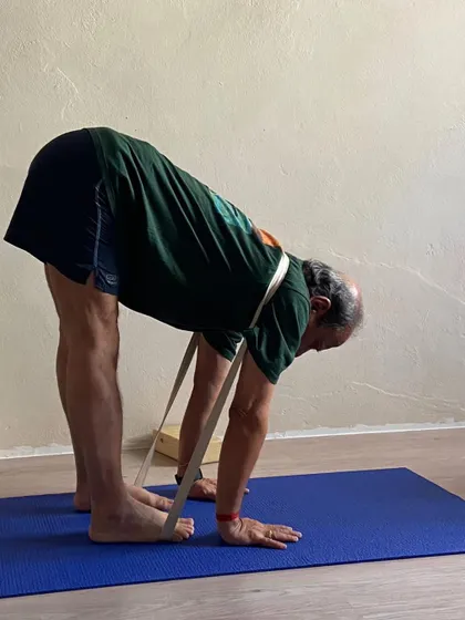 Additional images from my personal practice and teaching sessions, demonstrating a wide variety of asanas and the use of props. Each photo shows a moment of exploration in the journey of yoga.