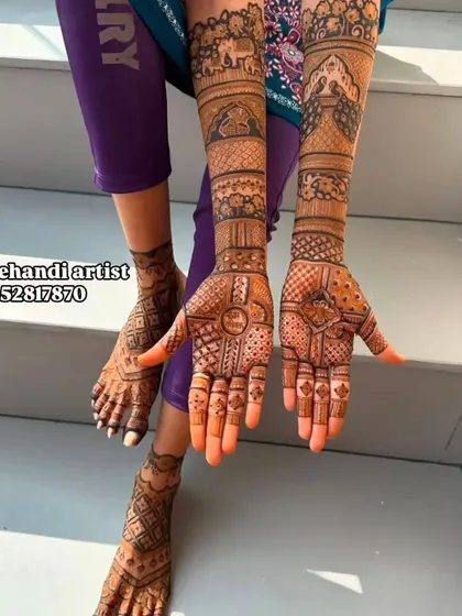 A simple yet elegant design for hands and feet. The patterns are geometric and create a clean, modern look.