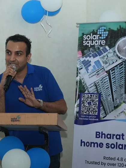 Our founder addressing the residents of Infinity Cooperative Housing Society during the inauguration of their new solar system.