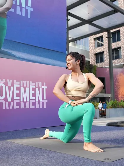 This photo captures the joy and purpose I feel when teaching. Leading this session for the Lululemon team was a milestone, and it's a reminder that with hard work, you can create incredible opportunities in your fitness career.