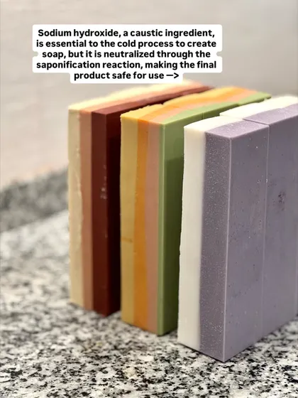 Sodium hydroxide, a caustic ingredient, is essential to create soap. However, it is completely neutralized through the saponification reaction, making the final product safe and gentle for use.