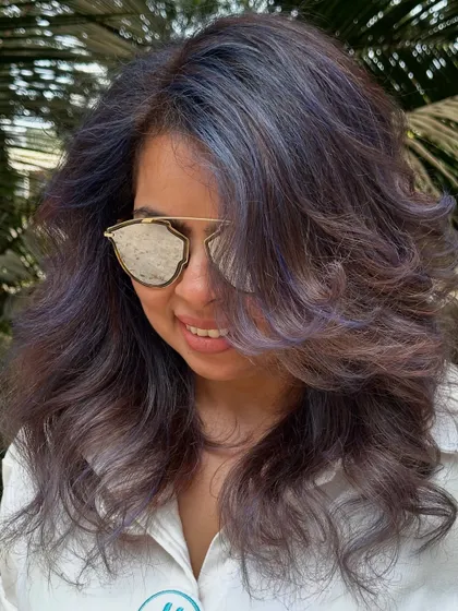 A fun, experimental look with shades of purple and ash for a truly unique style.