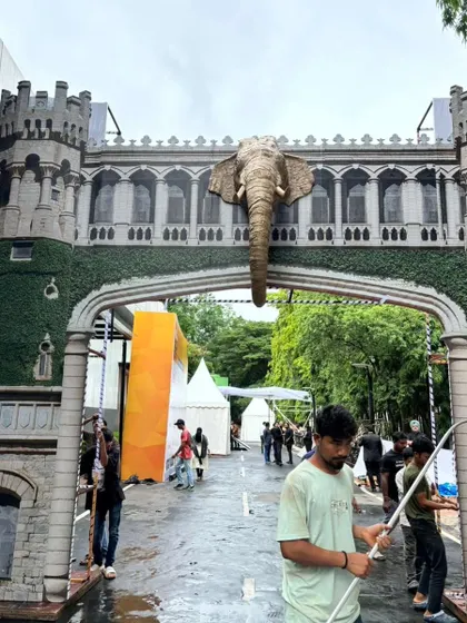 We built this massive elephant head entirely from cardboard and corrugated sheets. It made a huge statement at a public event, showing how we can transform simple, recycled materials into large-scale, impactful installations.