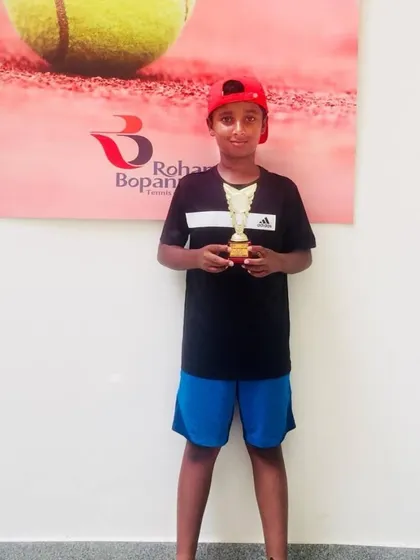 Congratulations to Likith S Gowda on his U-12 doubles win at the All India Tennis Champion Series. His hard work is paying off with consistent tournament victories.